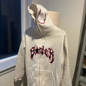 White Hoodie with Pink and Black Graphic